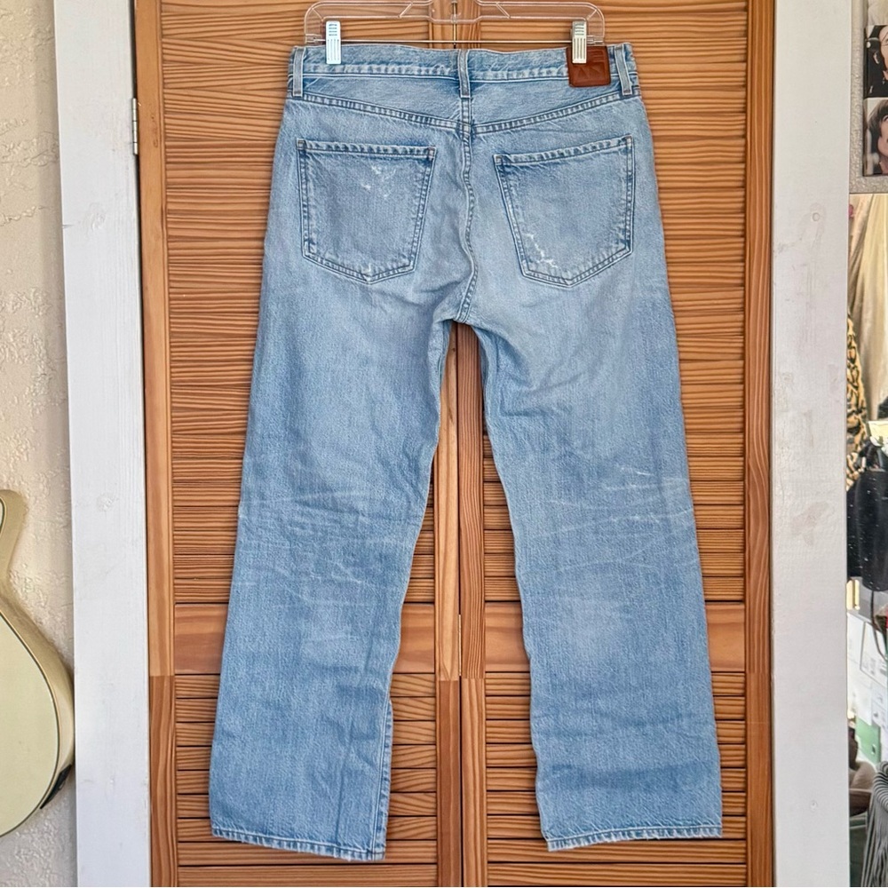 Jean Atelier denim jeans sz 8 luxury agolde destroyed pants straight leg grunge - Picture 3 of 17